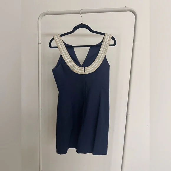Lilly Pulitzer Navy Dress with Gold Embellishments - Picture 2 of 3
